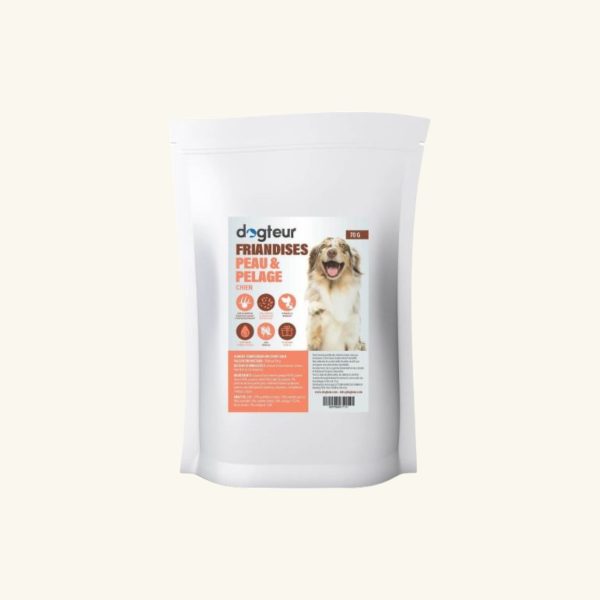 Dogteur Friandises Chien Peau et Pelage, snacks pour un pelage brillant et une peau saine.